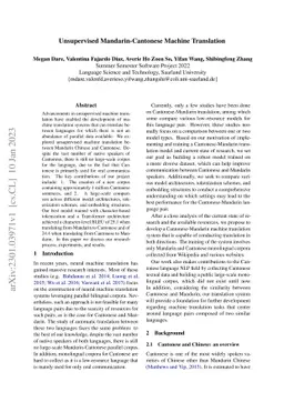 Unsupervised Mandarin-Cantonese Machine Translation