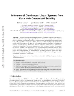 Inference of Continuous Linear Systems from Data with Guaranteed
  Stability