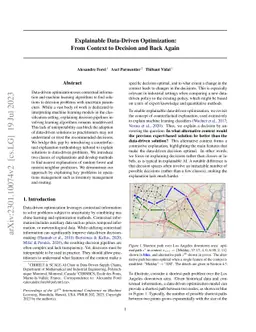 Explainable Data-Driven Optimization: From Context to Decision and Back
  Again