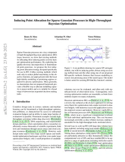 Inducing Point Allocation for Sparse Gaussian Processes in
  High-Throughput Bayesian Optimisation