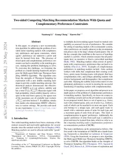 Two-sided Competing Matching Recommendation Markets With Quota and
  Complementary Preferences Constraints
