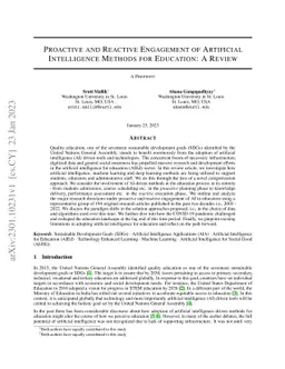 Proactive and Reactive Engagement of Artificial Intelligence Methods for
  Education: A Review