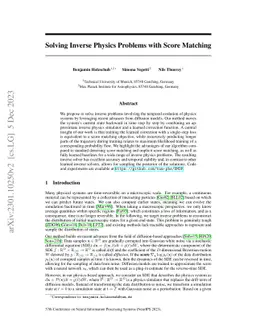 Solving Inverse Physics Problems with Score Matching
