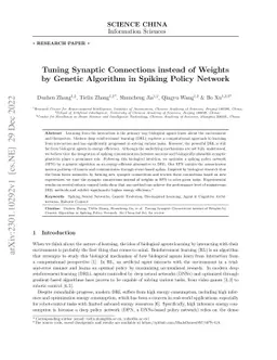 Tuning Synaptic Connections instead of Weights by Genetic Algorithm in
  Spiking Policy Network