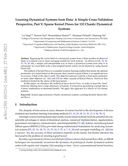 Learning Dynamical Systems from Data: A Simple Cross-Validation
  Perspective, Part V: Sparse Kernel Flows for 132 Chaotic Dynamical Systems