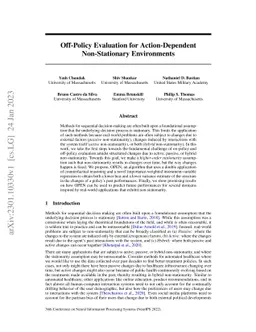 Off-Policy Evaluation for Action-Dependent Non-Stationary Environments