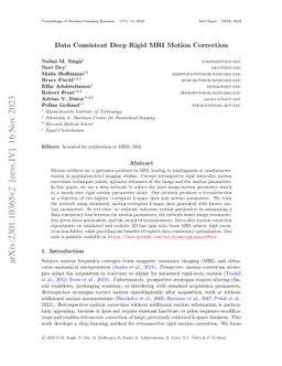Data Consistent Deep Rigid MRI Motion Correction