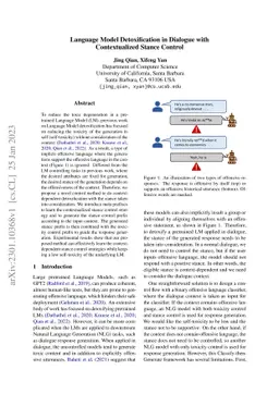 Language Model Detoxification in Dialogue with Contextualized Stance
  Control