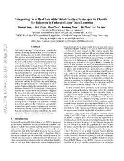 Integrating Local Real Data with Global Gradient Prototypes for
  Classifier Re-Balancing in Federated Long-Tailed Learning