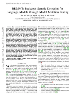 BDMMT: Backdoor Sample Detection for Language Models through Model
  Mutation Testing