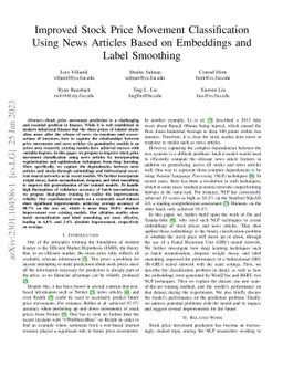 Improved Stock Price Movement Classification Using News Articles Based
  on Embeddings and Label Smoothing