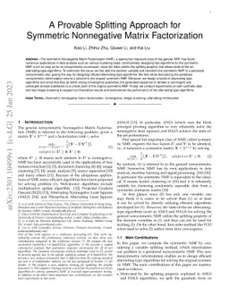 A Provable Splitting Approach for Symmetric Nonnegative Matrix
  Factorization