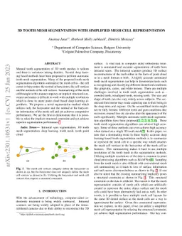 3D Tooth Mesh Segmentation with Simplified Mesh Cell Representation