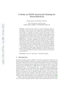 A Study on FGSM Adversarial Training for Neural Retrieval
