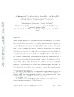 A Sequential Deep Learning Algorithm for Sampled Mixed-integer
  Optimisation Problems