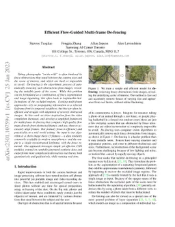 Efficient Flow-Guided Multi-frame De-fencing