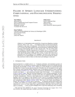 Fillers in Spoken Language Understanding: Computational and
  Psycholinguistic Perspectives