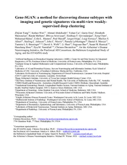 Gene-SGAN: a method for discovering disease subtypes with imaging and
  genetic signatures via multi-view weakly-supervised deep clustering