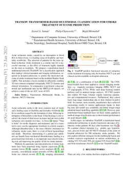 TranSOP: Transformer-based Multimodal Classification for Stroke
  Treatment Outcome Prediction