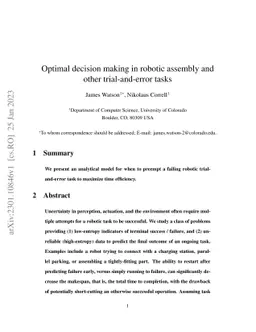 Optimal decision making in robotic assembly and other trial-and-error
  tasks