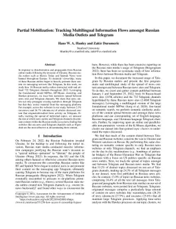 Partial Mobilization: Tracking Multilingual Information Flows Amongst
  Russian Media Outlets and Telegram