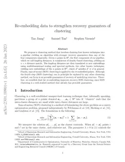 Re-embedding data to strengthen recovery guarantees of clustering