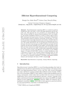 Efficient Hyperdimensional Computing