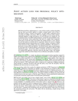 Joint action loss for proximal policy optimization