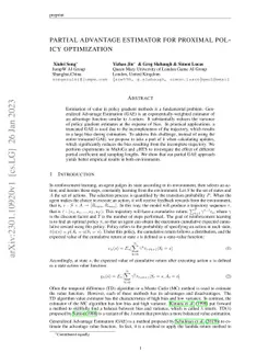 Partial advantage estimator for proximal policy optimization