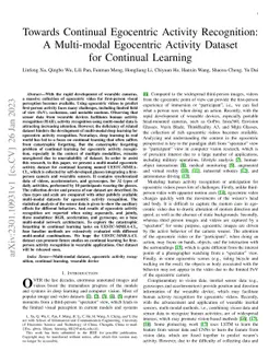 Towards Continual Egocentric Activity Recognition: A Multi-modal
  Egocentric Activity Dataset for Continual Learning