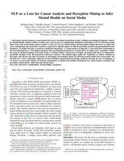 NLP as a Lens for Causal Analysis and Perception Mining to Infer Mental
  Health on Social Media