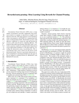 Rewarded meta-pruning: Meta Learning with Rewards for Channel Pruning