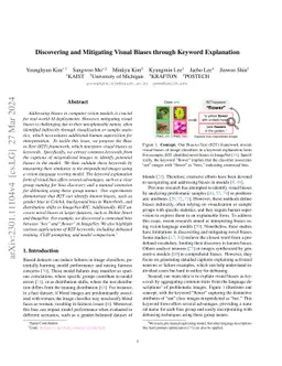 Discovering and Mitigating Visual Biases through Keyword Explanation