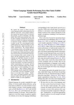 Vision-Language Models Performing Zero-Shot Tasks Exhibit Gender-based
  Disparities