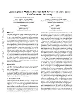 Learning from Multiple Independent Advisors in Multi-agent Reinforcement
  Learning