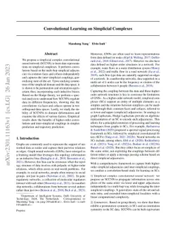 Convolutional Learning on Simplicial Complexes