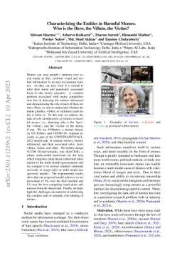 Characterizing the Entities in Harmful Memes: Who is the Hero, the
  Villain, the Victim?