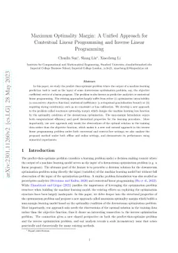 Maximum Optimality Margin: A Unified Approach for Contextual Linear
  Programming and Inverse Linear Programming