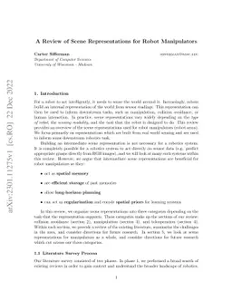 A Review of Scene Representations for Robot Manipulators