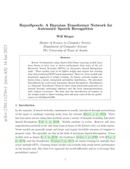 BayesSpeech: A Bayesian Transformer Network for Automatic Speech
  Recognition