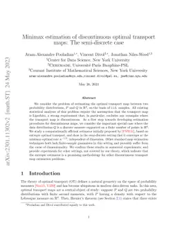 Minimax estimation of discontinuous optimal transport maps: The
  semi-discrete case