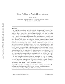 Open Problems in Applied Deep Learning