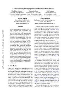 Contextualizing Emerging Trends in Financial News Articles