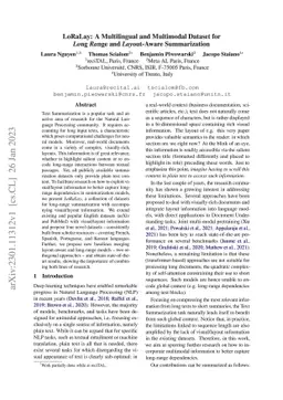LoRaLay: A Multilingual and Multimodal Dataset for Long Range and
  Layout-Aware Summarization
