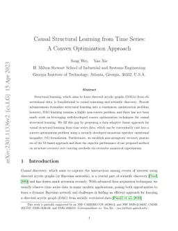 Causal Structural Learning from Time Series: A Convex Optimization
  Approach