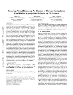 Knowing About Knowing: An Illusion of Human Competence Can Hinder
  Appropriate Reliance on AI Systems