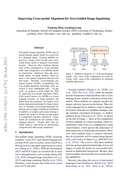 Improving Cross-modal Alignment for Text-Guided Image Inpainting