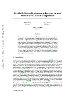 Certifiably Robust Reinforcement Learning through Model-Based Abstract
  Interpretation