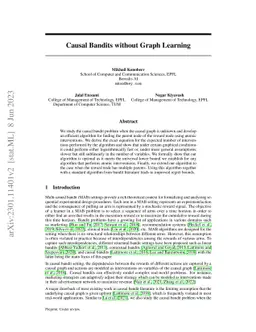Causal Bandits without Graph Learning