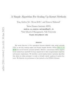 A Simple Algorithm For Scaling Up Kernel Methods